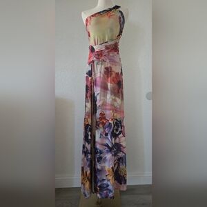 One shoulder cute summer floral dress Size S